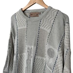 VTG! Shenandoah 3D Knit Golf Sweater Crewneck Men's XXL Neutral Grandpacore